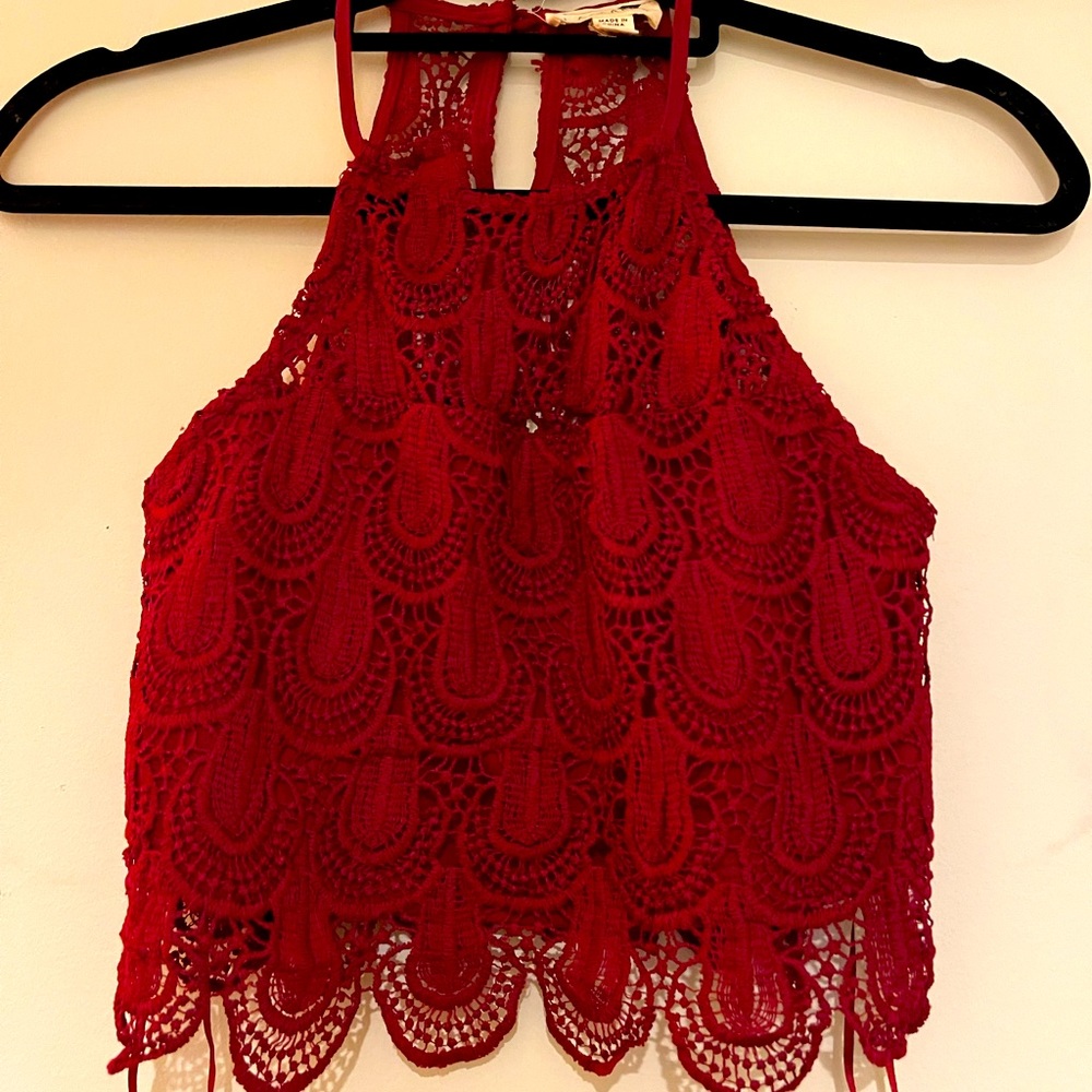 La Hearts Laced Halter Crop Top
